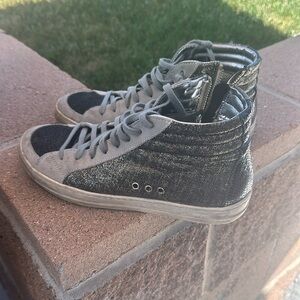 P448 Metallic High Top Sneaker Size 37 (size 7 US)